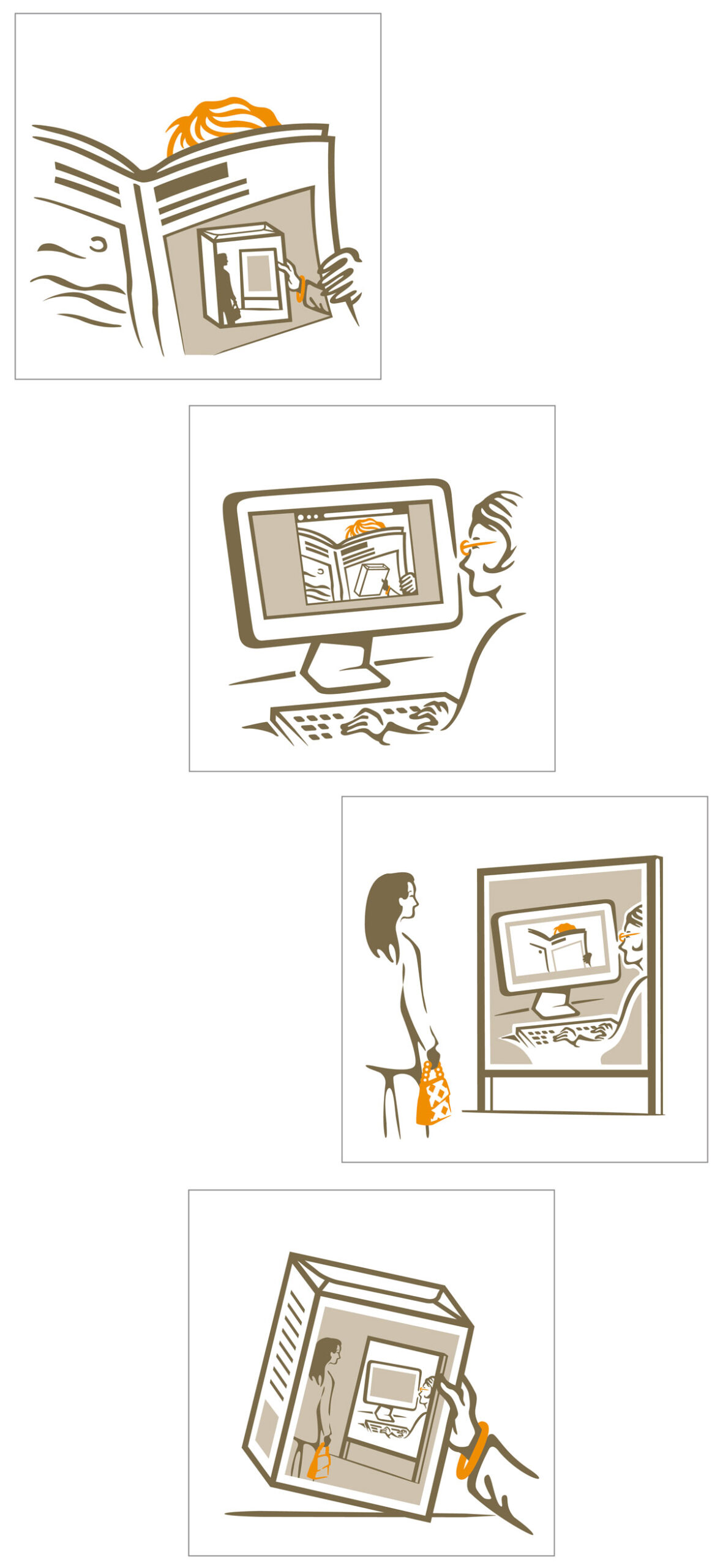 </p>
<p>Vier Motive, die sich in sich selbst spiegeln<br />
