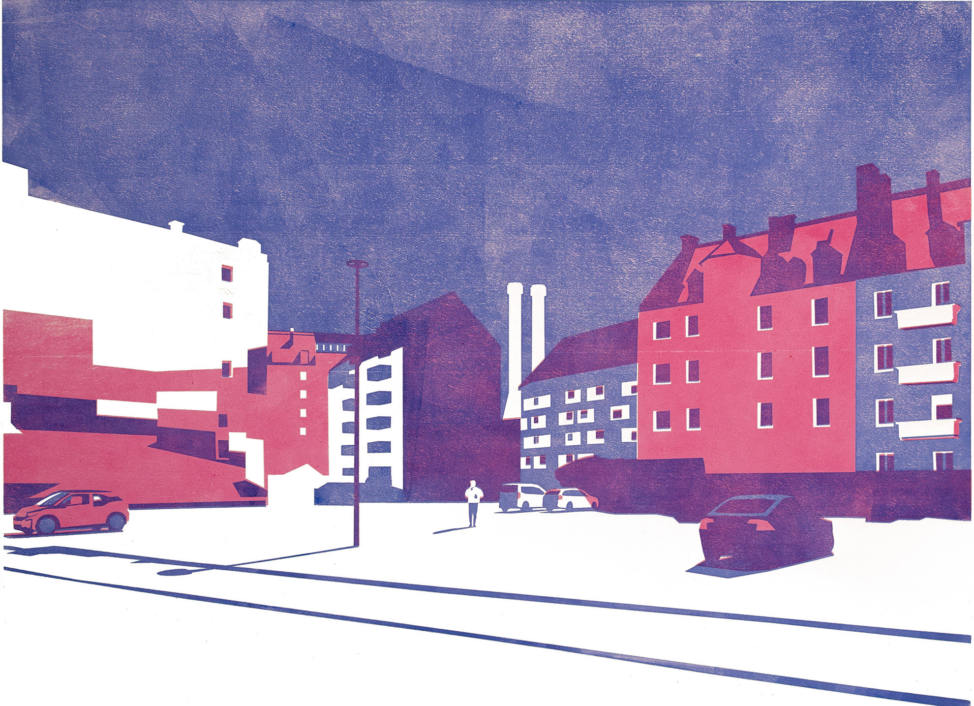 München Großmarkt – Holzschnitt