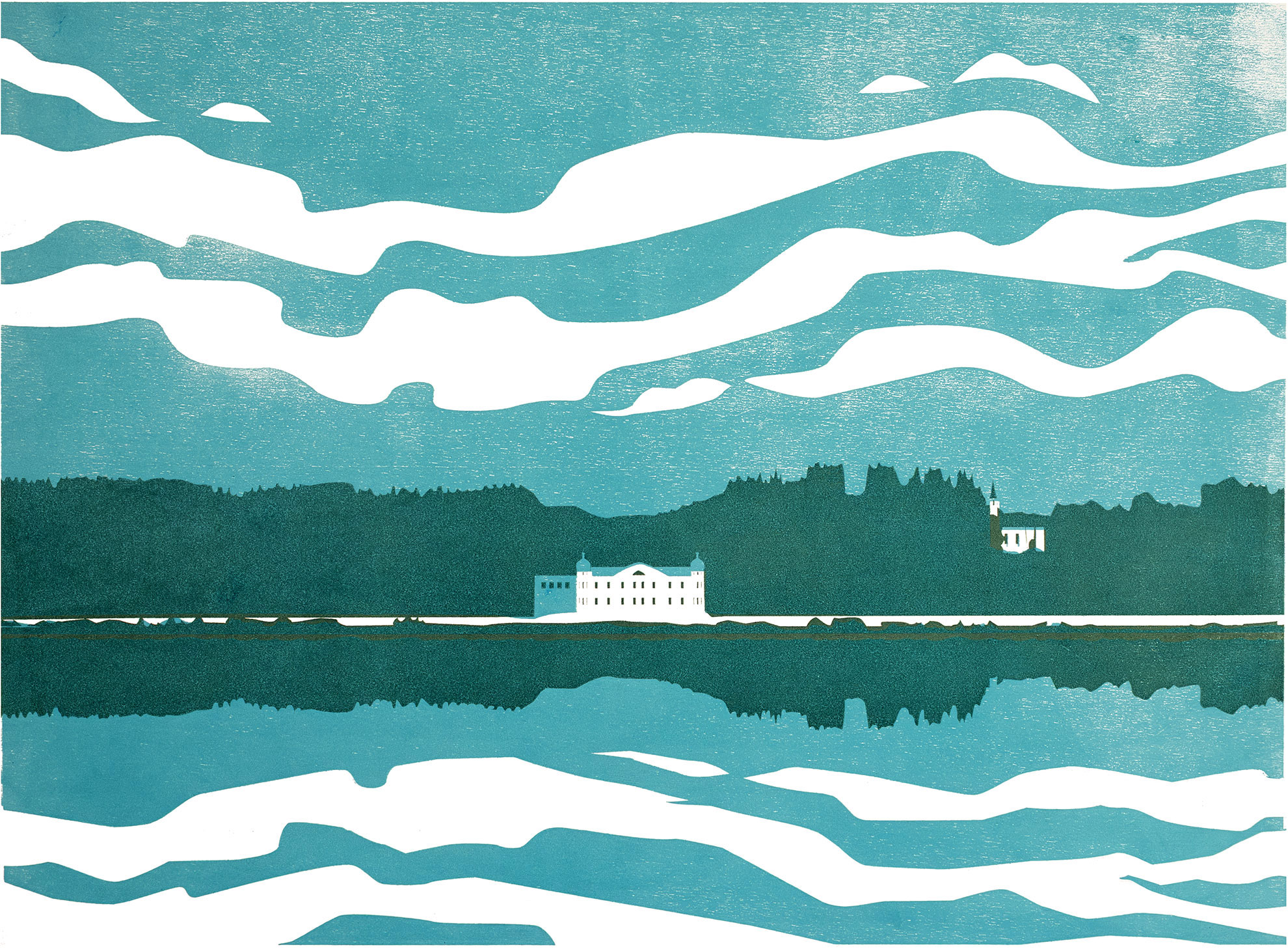 Staffelsee Schloss – Holzschnitt