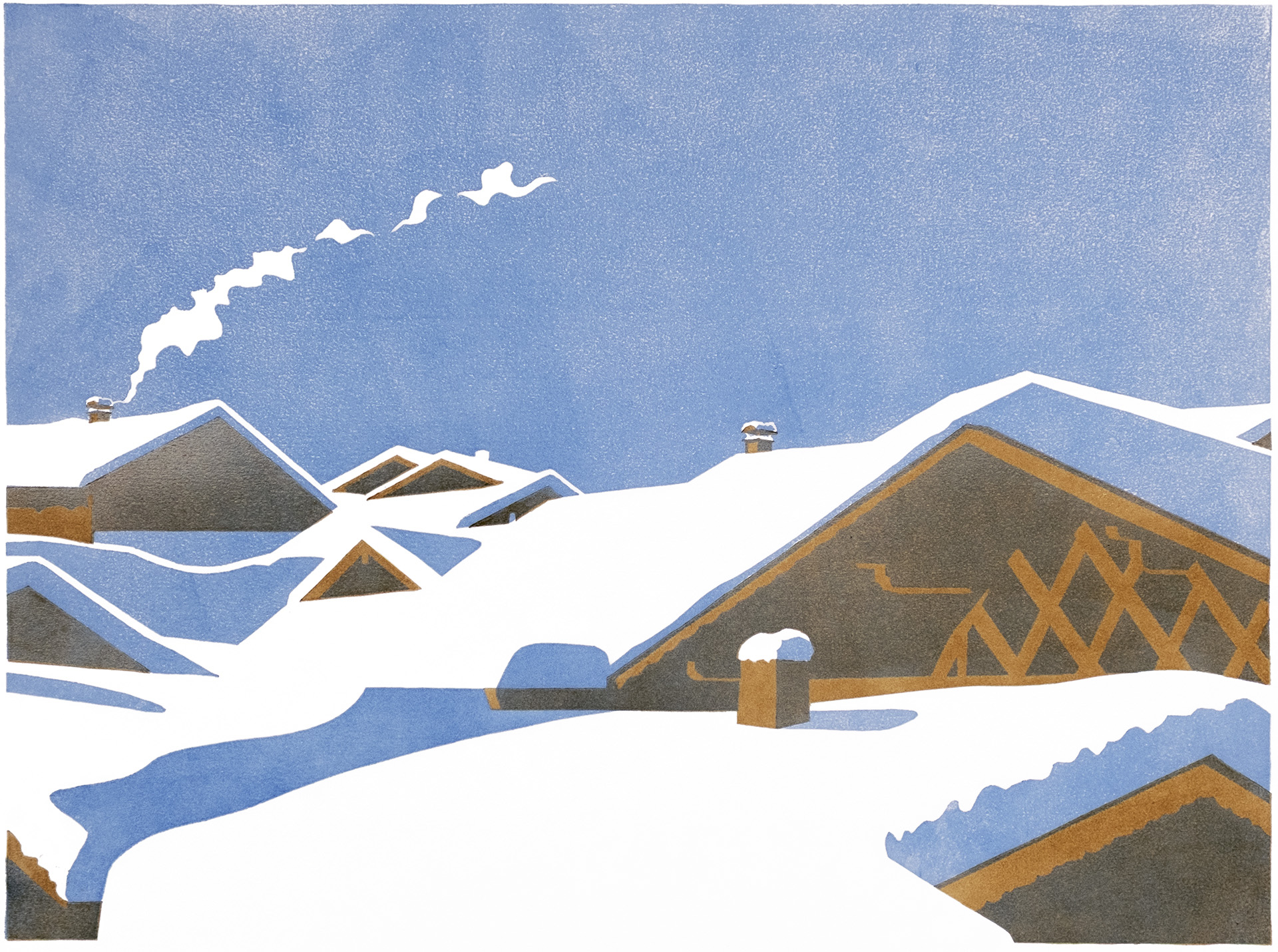 Winterhaus – Holzschnitt