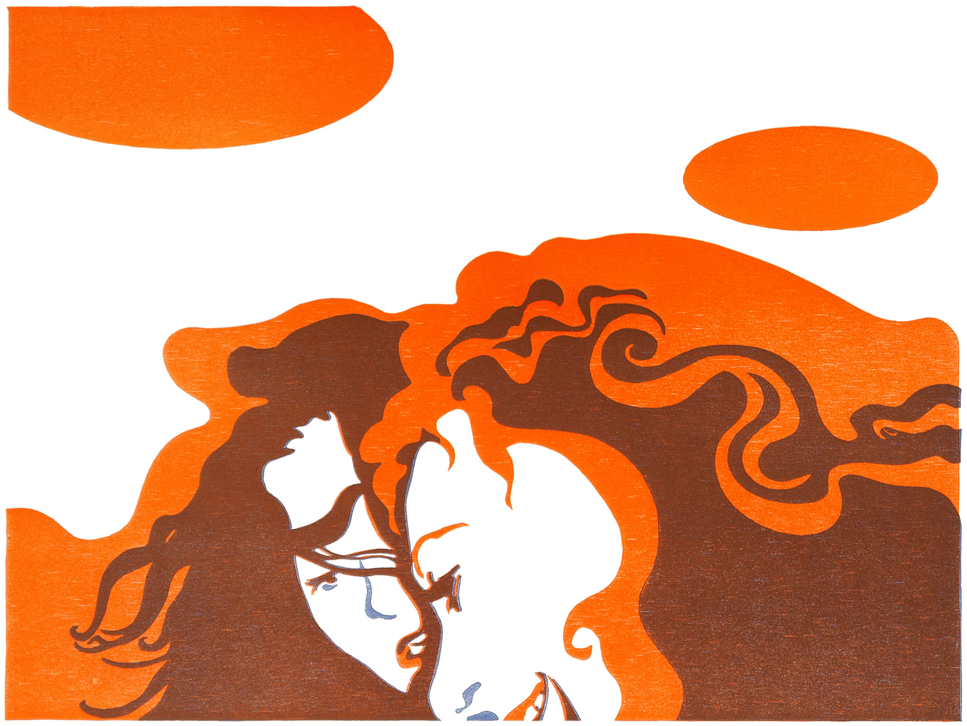 Party 3, Zweifarbiger Holzschnitt 80 x 60 cm, gedruckt auf Römerturm 250 gr/qm, Auflage: 10 Drucke + 2 e. a.